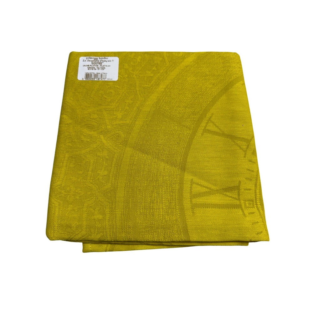 Le Jacquard Francais NEW Tea Towel Yellow  Montre Damask Cotton Clock Time 31x24